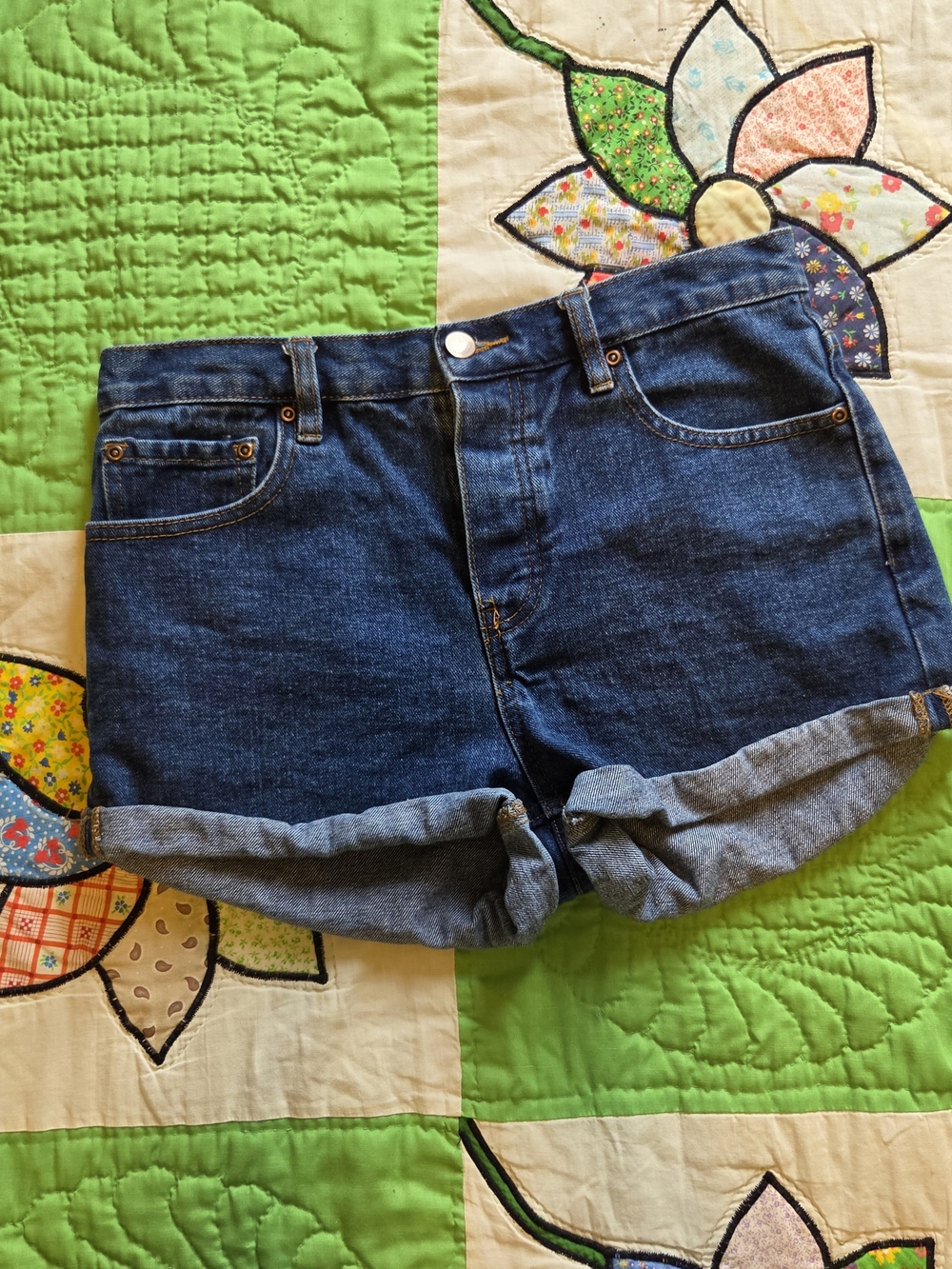 Forever 21 Dark Blue Rolled Cuff Denim Shorts